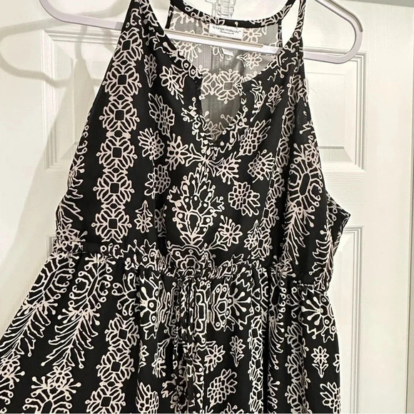 Liz Lange Maternity Black White Maxi Sleeveless Drawstring Waistband Dress Sz M - Picture 3 of 7